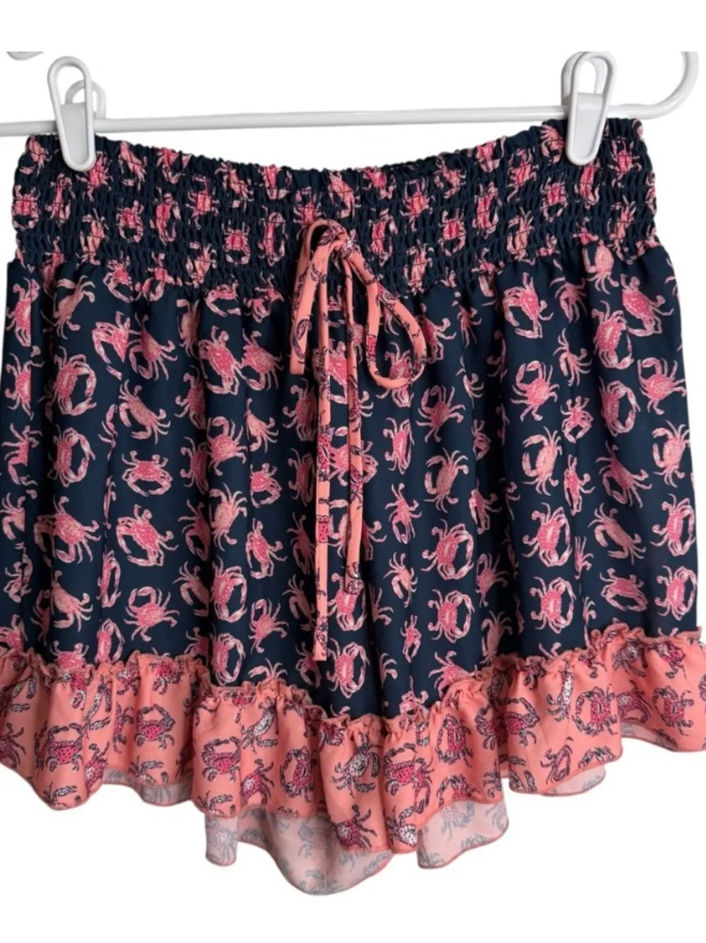 Simply Southern Shorts Womens Small Blue Pink Crab Print Pull On Lounge Beach - Picture 3 of 6
